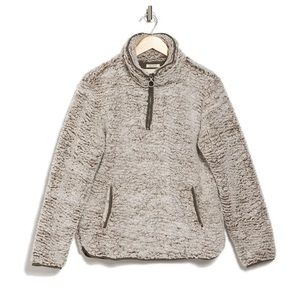 Thread & Supply Womens Medium Wubby Teddy Sherpa Fleece Charcoal Pullover